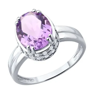 Кольцо из серебра с аметистом и фианитами из серебро