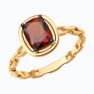 Кольцо из золочёного серебра с гранатом из золочение розовое