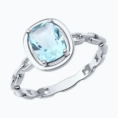 Кольцо из серебра с топазом из родированное серебро