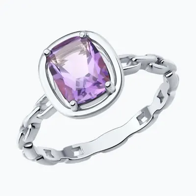 Кольцо из серебра с аметистом из серебро