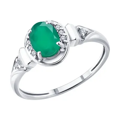 Кольцо из серебра с агатом и фианитами из серебро