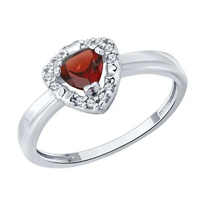 Кольцо из серебра с гранатом и фианитами из серебро