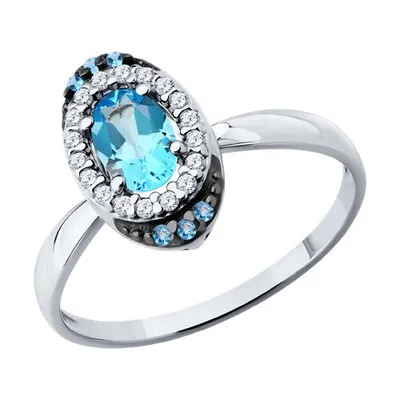 Кольцо из серебра с топазом и фианитами из серебро