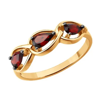 Кольцо из золочёного серебра с гранатами из серебро