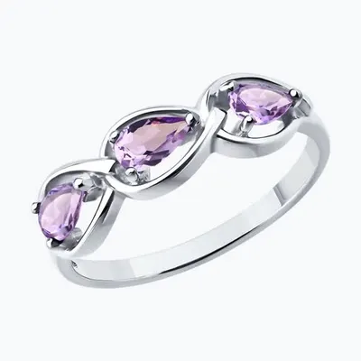 Кольцо из серебра с аметистами из серебро