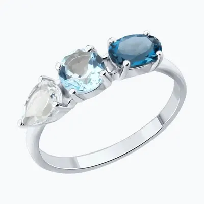 Кольцо из серебра с полудрагоценными вставками из серебро