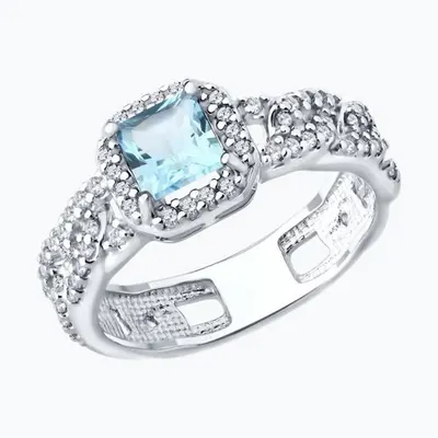 Кольцо из серебра с топазом и фианитами из серебро