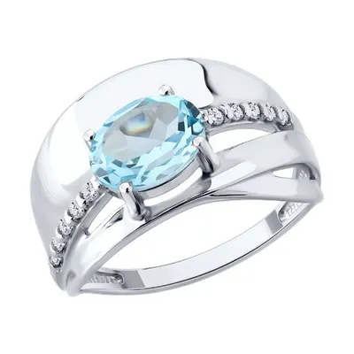 Кольцо из серебра с топазом и фианитами из серебро