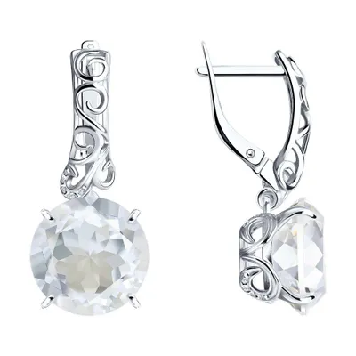 Серебряные серьги с горным хрусталём из серебро