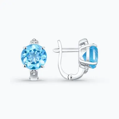 Серьги из серебра с топазами и фианитами из серебро