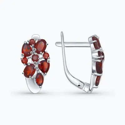 Серьги из серебра с гранатами из серебро