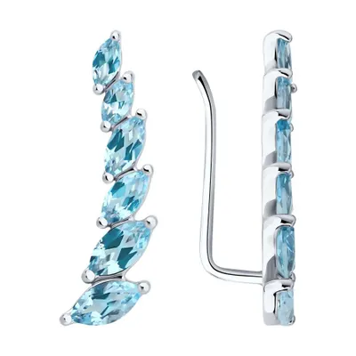 Серьги из серебра с топазами из серебро