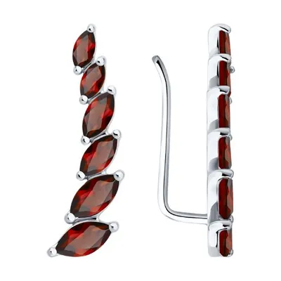 Серьги из серебра с гранатами из серебро