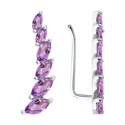 Серьги из серебра с аметистами из серебро