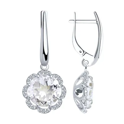Серьги из серебра с горным хрусталем и фианитами из серебро