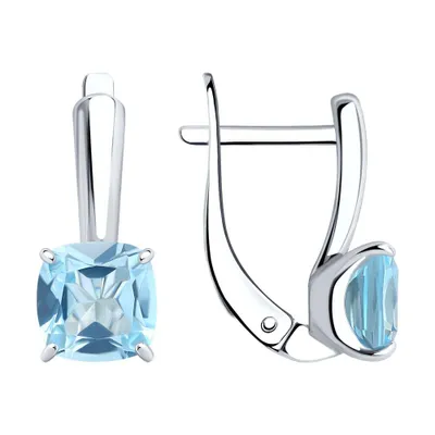Серьги из серебра с голубыми топазами из серебро