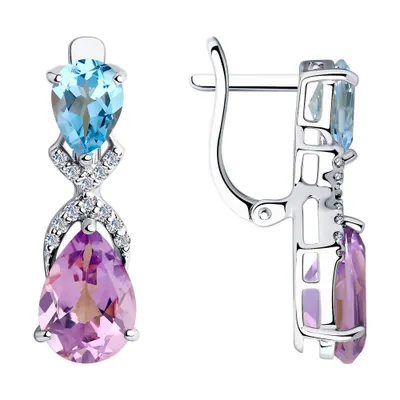 Серьги из серебра с миксом камней из серебро