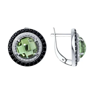 Серьги из серебра с кварцами и фианитами из серебро