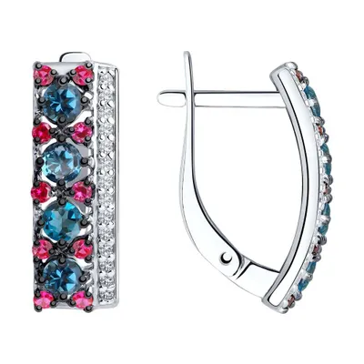 Серьги из серебра с миксом камней из серебро