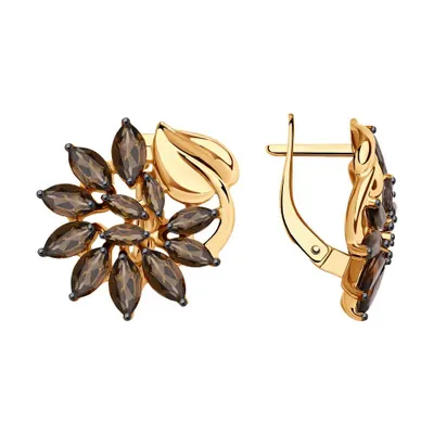 Серьги из серебра с раухтопазами из серебро