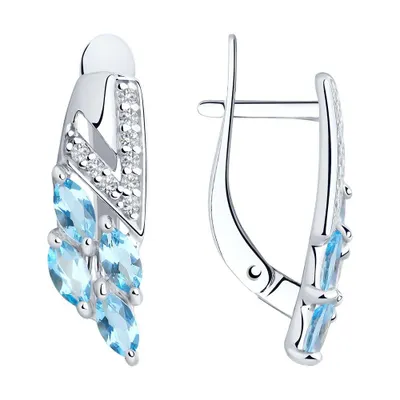 Серьги из серебра с топазами и фианитами из серебро