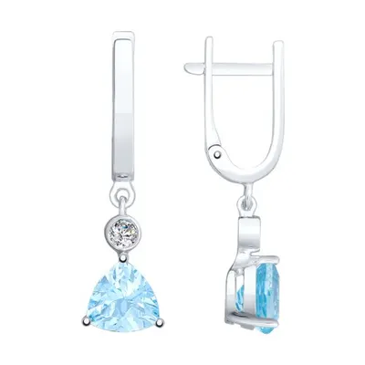 Серьги из серебра с топазами и фианитами из серебро