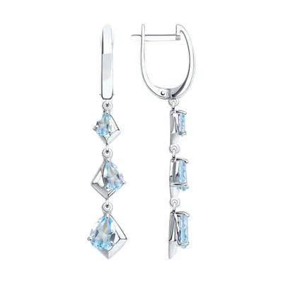 Серьги из серебра с топазами из серебро