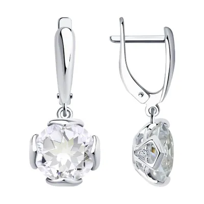 Серьги из серебра с горным хрусталем и фианитами из серебро