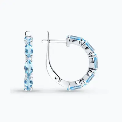 Серьги из серебра с топазами из серебро