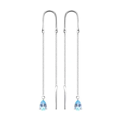 Серьги из серебра с топазами из серебро