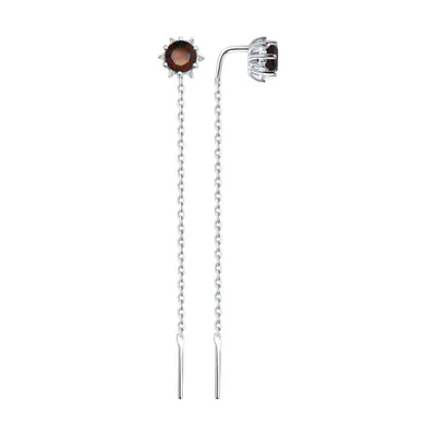 Серьги из серебра с гранатами и фианитами из серебро