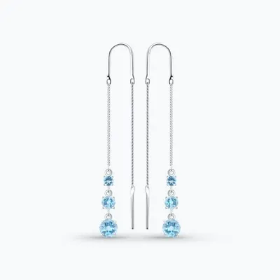 Серьги из серебра с топазами из серебро