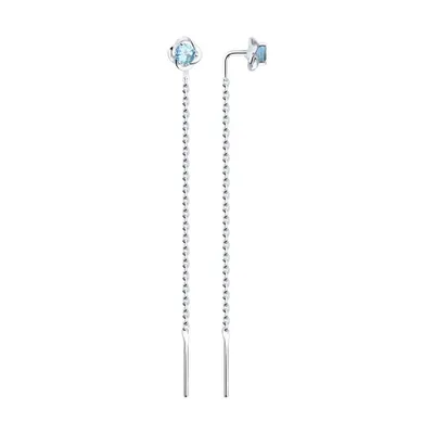 Серьги из серебра с топазами из серебро