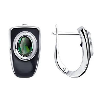 Серьги из серебра с эмалью и ситалами синтетическими из серебро