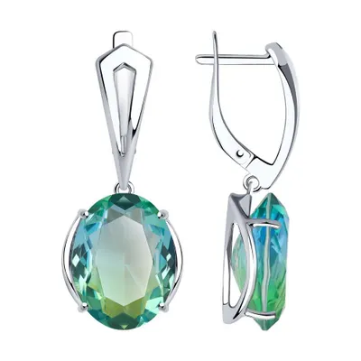 Серьги из серебра с ситалами синтетическими из серебро