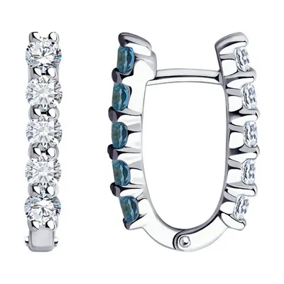 Серьги из серебра с лондон топазами и фианитами из серебро