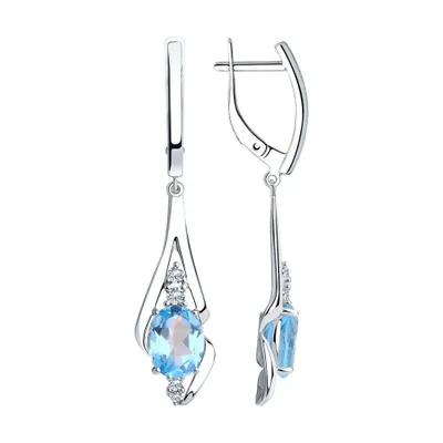 Серьги из серебра с топазами и фианитами из серебро
