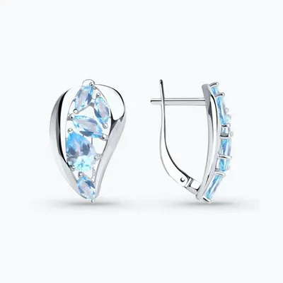 Серьги из серебра с топазами из родированное серебро