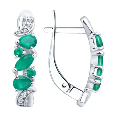 Серьги из серебра с агатами и фианитами из серебро