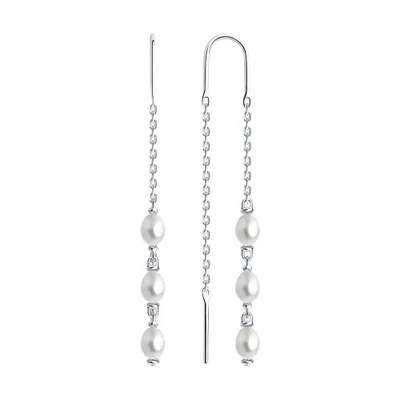 Серьги из серебра с жемчугом из серебро