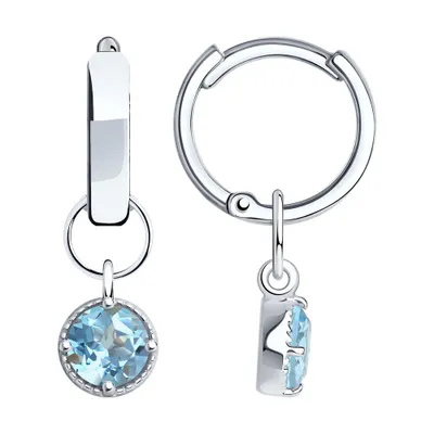 Серьги из серебра с топазами из родированное серебро