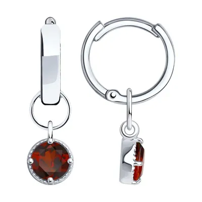 Серьги из серебра с гранатами из серебро