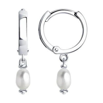 Серьги из серебра с жемчугом из серебро