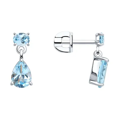 Серьги из серебра с топазами из серебро