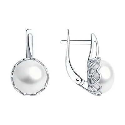 Серьги из серебра с жемчугом из серебро