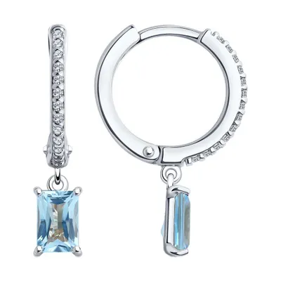 Серьги из серебра с топазами и фианитами из серебро