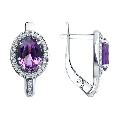 Серьги из серебра с ситаллами и фианитами из серебро