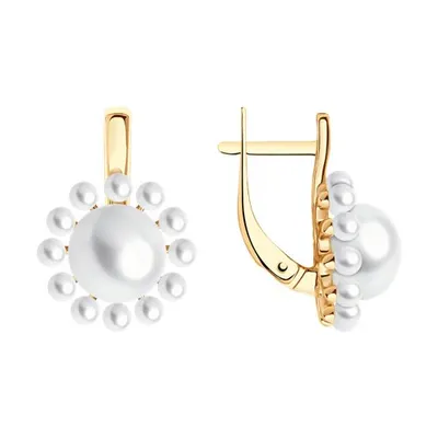 Серьги из золочёного серебра с жемчугом из серебро