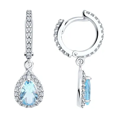 Серьги из серебра с ситаллами и фианитами из серебро