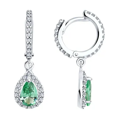 Серьги из серебра с ситаллами и фианитами из серебро